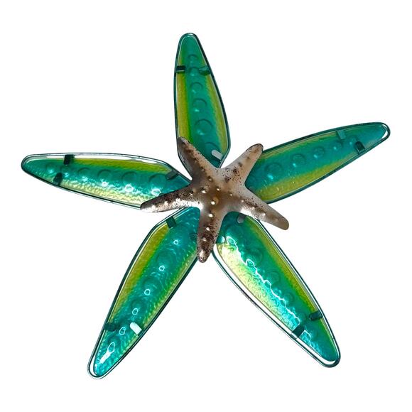VTG Metal STARFISH ART Wall Hanging 13.5” Nautical Sea Tropical Home Decor Green - Picture 1 of 6